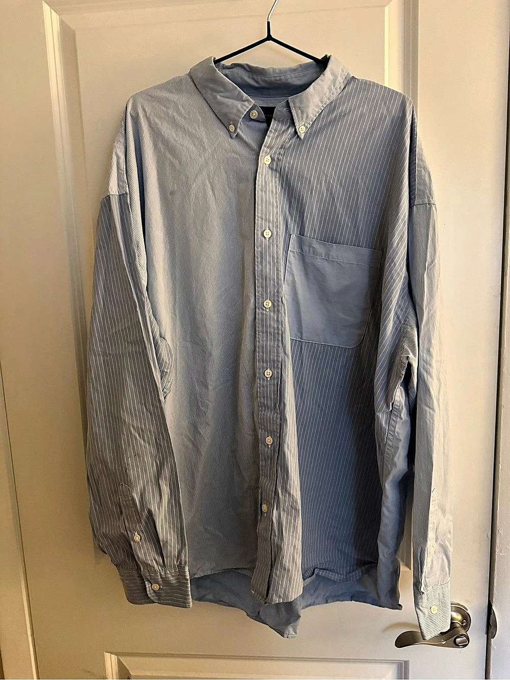 Abercrombie & Fitch 90's Oversized Shirt Striped Shirt Blue & White XXL